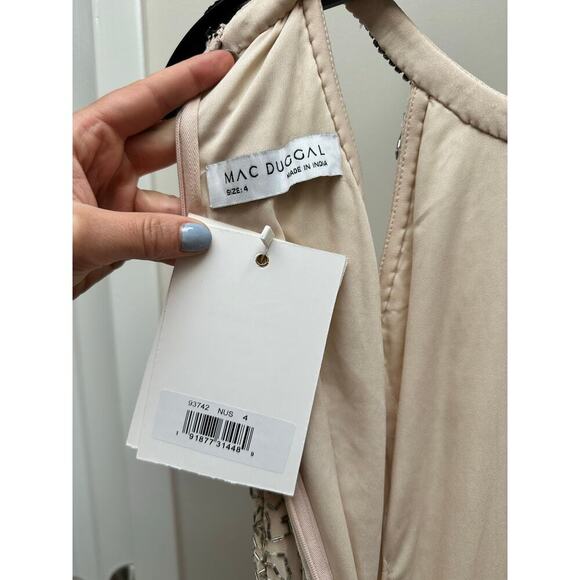 NEW Mac Duggal 93742 Studded Halter Neckline Sheath Dress Nude size 4 - Picture 8 of 8